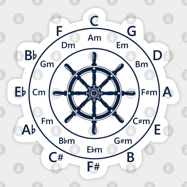 Circle of Fifths Ship Steering Wheel Light Theme Sticker by nightsworthy